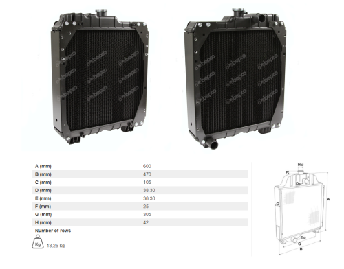 CHŁODNICA WODY CASE JX85, JX90, JX95 JX1060C, JX1070C, JX1075C JX1070N , JX1075N , JX1095N JX1060V , JX1070V , JX1075V JX1095V 5172925 5172926 S5172926