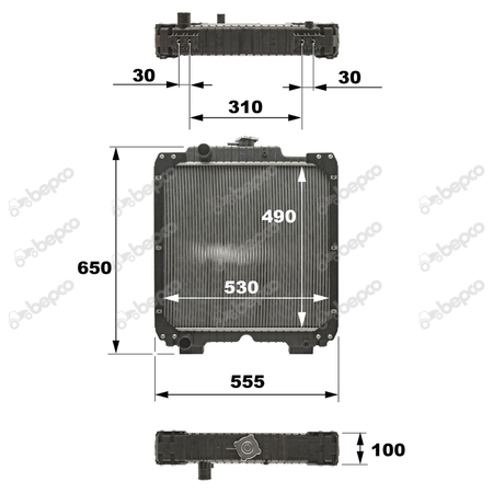 CHŁODNICA WODY CASE Farmall 70JX, Farmall 75JX Farmall 80JX, Farmall 90JX Farmall 100JX, Farmall 110JX JX90 47832493 , 84516461, 278600, 84519000
