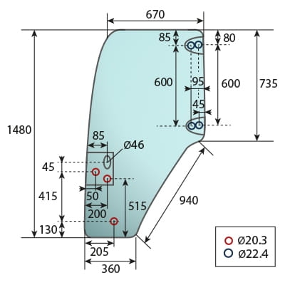 SZYBA DRZWI LEWA NEW HOLLAND TD5010 TD5020 TD5030 TD5040 TD5050 TD60 TD70 TD80 TD90 TD95 87620234