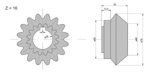 Koło zębate zębatka przekładni wysypu Claas-8123