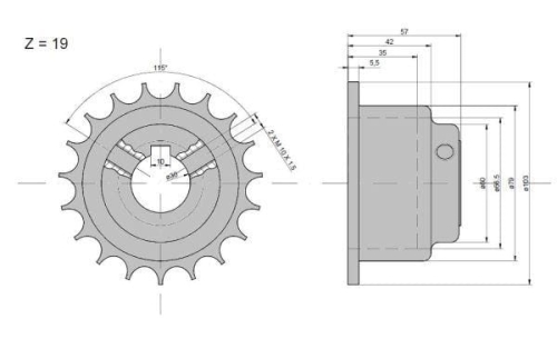 Koło napędowe motowideł z 19 fi- 30 zębatka Claas-7554