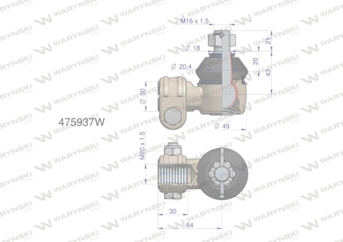 Przegub układu kierowniczego Manitou  475937 Waryński-86790