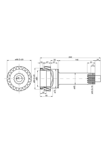 Wałek napędzający bez reduktora Z-20 84120508 C-385-59554
