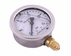 Manometr glicerynowy M63 0-25 bar dolne przyłącze G1/4" POLMO