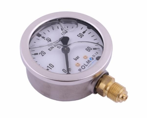 Manometr glicerynowy M63 0-60 bar dolne przyłącze G1/4" POLMO-65145