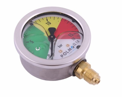 Manometr glicerynowy M63 0-16 bar gwint M12x1.5 dolne przyłącze. obudowa kwasoodporna. Opryskiwacz POLMO-65115