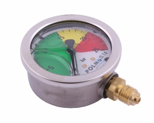 Manometr glicerynowy M63 0-25 bar gwint M12x1.5 dolne przyłącze. obudowa kwasoodporna. Opryskiwacz POLMO-65121