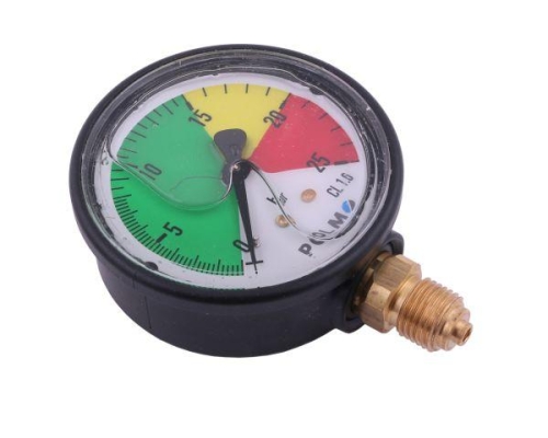 Manometr glicerynowy M63 0-25 bar. gwint G1/4" dolne przyłącze. obudowa plastikowa. Opryskiwacz POLMO-65105