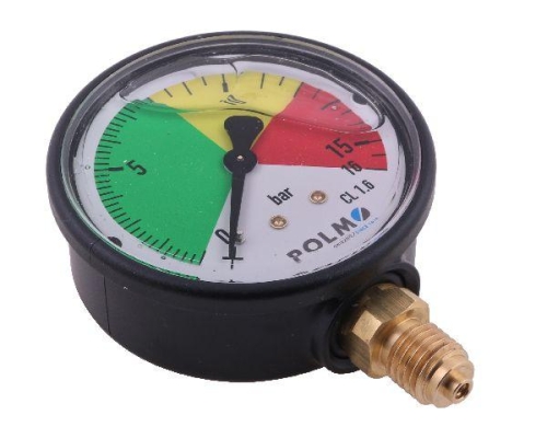 Manometr glicerynowy M63 0-16 bar. gwint M12x1.5 dolne przyłącze. obudowa plastikowa. Opryskiwacz POLMO-65101
