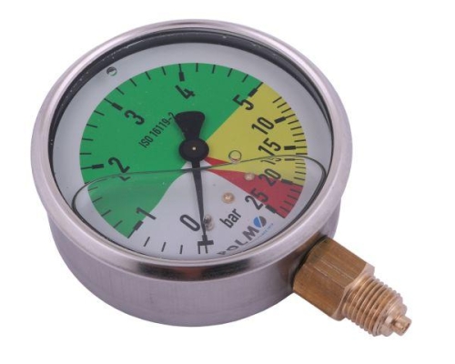 Manometr glicerynowy M80 0-5/25 bar gwint G1/4" dolne przyłącze. do Opryskiwaczy firmy Krukowiak POLMO-65131