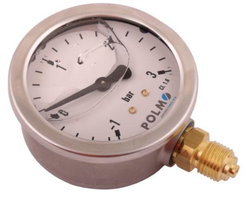 Manowakuometr glicerynowy M63 (-1 do 3 bar) dolne przyłącze G1/4 POLMO-71752