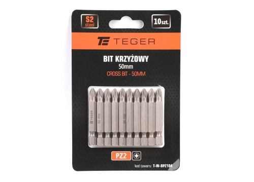 Bit krzyżowy PZ 50 mm/PZ2 (ZESTAW 10 SZT) / TEGER-88657
