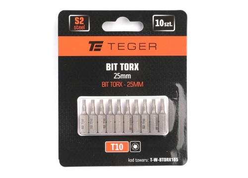 Bit TORX 25 mm/T10 (ZESTAW 10 SZT) / TEGER-88662