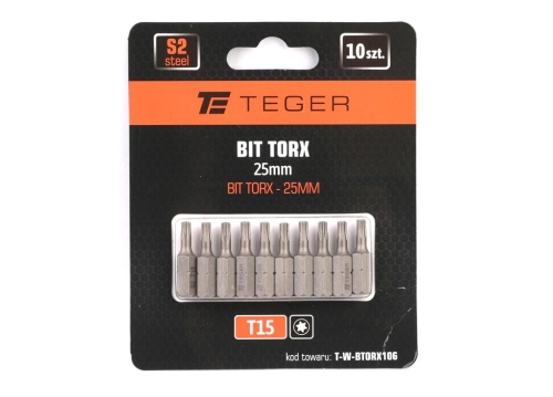 Bit TORX 25 mm/T15 (ZESTAW 10 SZT) / TEGER-88663