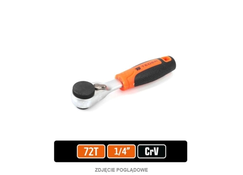 Grzechotka 1/4" 72T z uchwytem na bity / TEGER-87947