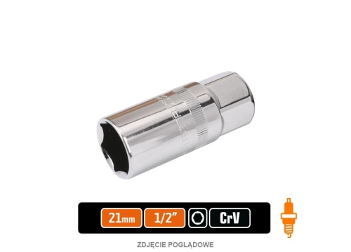 Klucz nasadowy 1/2" sześciokątny 21 mm - do świec / TEGER-87877