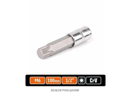 Klucz nasadowy 1/2" z bitem SPLINE 100 mm/M6 / TEGER-88505