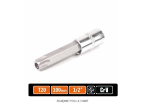Klucz nasadowy 1/2" z bitem TORX 100 mm/T20 / (z otworem) / TEGER