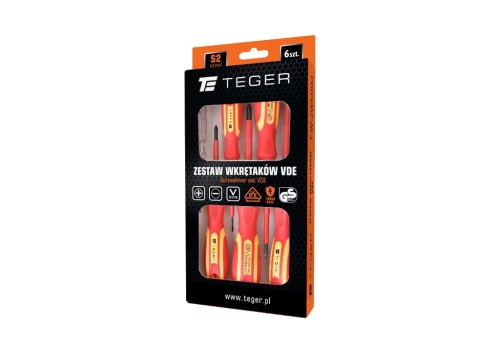 Zestaw wkrętaków VDE 6 szt / Certyfikat  GS/VDE / TEGER-88772