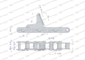 Łańcuch obrywacza kolb przystawki do kukurydzy 72 ogniwa zastosowanie Geringhoff WARYŃSKI