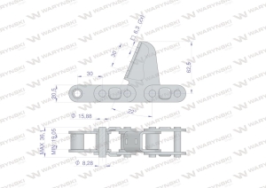 Łańcuch obrywacza kolb przystawki do kukurydzy zamknięty 70 ogniw CA627 x 70A zastosowanie Oros WARYŃSKI