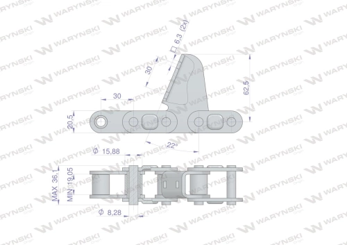 Łańcuch obrywacza kolb przystawki do kukurydzy zamknięty 70 ogniw CA627 x 70A zastosowanie Oros WARYŃSKI-72346