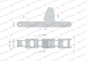 Łańcuch obrywacza kolb przystawki do kukurydzy zamknięty 76 ogniw CA627 x 76A zastosowanie Fantini WARYŃSKI