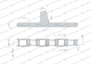 Łańcuch obrywacza kolb przystawki do kukurydzy zamknięty 62 ogniwa CA550 x 62S CPEF1 8 płytek zastosowanie Fantini WARYŃSKI