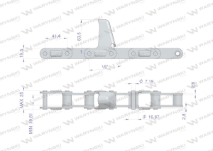 Łańcuch obrywacza kolb przystawki do kukurydzy zamknięty 57 ogniw CA550 x 57LS zastosowanie Laverda WARYŃSKI