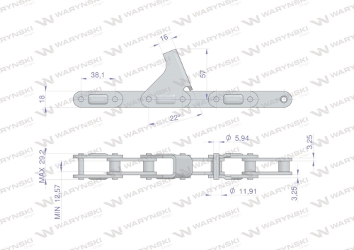 Łańcuch obrywacza kolb przystawki do kukurydzy zamknięty 64 ogniw CA2060H x 64A C6EF2 8 płytek zastosowanie CNH Benac WARYŃSKI-72341