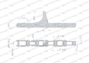Łańcuch obrywacza kolb przystawki do kukurydzy zamknięty 48 ogniw CA555F3 x 48A zastosowanie Case WARYŃSKI