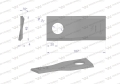 Nóż. nożyk kosiarka prawy 107x46x4mm otwór 21 WARYŃSKI ( sprzedawane po 25 )-71316