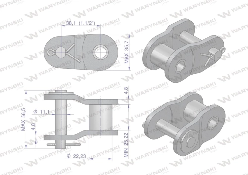 Półogniwo łańcucha wzmocnione P24A-1 ANSI A 120 (R1 1.1/2) Waryński ( sprzedawane po 2 )-72598
