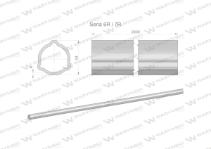 Rura trójkątna zewnętrzna Seria 6R i 7R do wału przegubowo-teleskopowego 54x4mm 2m WARYŃSKI (sprzedawane po 2)