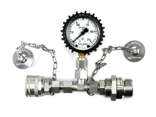 Zestaw pomiarowy ciśnienia hydrauliki z manometrem 250 bar wtyczka i gniazdo skręcane Waryński-89188