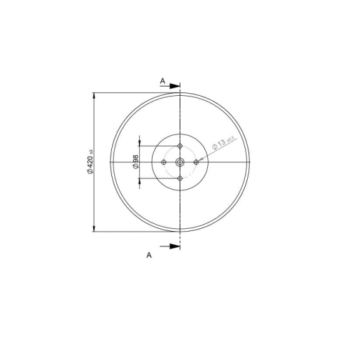 Talerz gładki GRUBER  420 mm, 4 otworowy, grubość 4 mm typ SKF-94992
