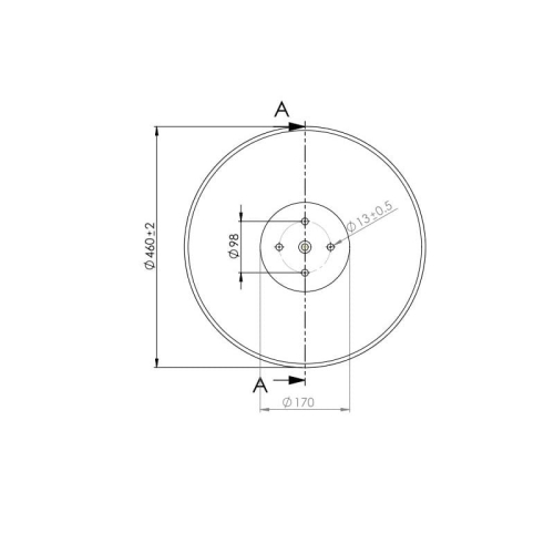 Talerz gładki GRUBER  460 mm, 4 otworowy, grubość 4 mm typ SKF-94990