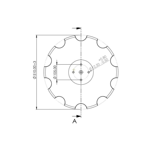 Talerz 510x5, 4x105x12,5 , zębaty, typ Lemken Heliodor nr oryginału  34910027-94963
