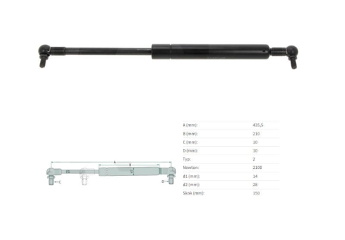SIŁOWNIK GAZOWY MASKI CASE NEW HOLLAND 134614038 STABILUS (CASE CVX 120 130 , NEW HOLLAND TVT