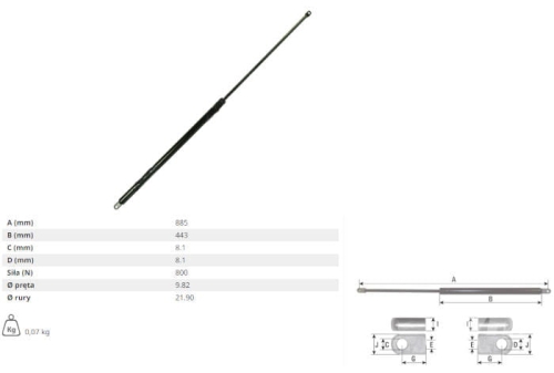 SIŁOWNIK GAZOWY MASKI ŁADOWARKA VPM1795 (MANITOU MERLO)