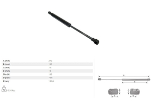 SIŁOWNIK GAZOWY SZYBERDACHU 199976036 (CASE CS100 110 120 , NEW HOLLAND TVT135 ,TVT145 , TVT155)