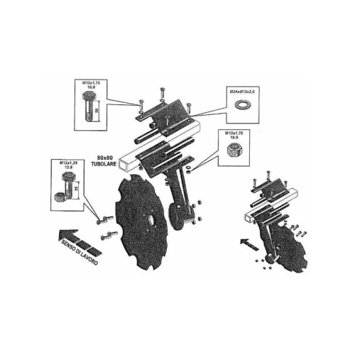 Zestaw kompletny: talerz 460 mm i słupica, tylny-100625