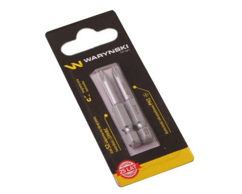 Końcówki wkrętakowe bity  PH1 50mm Waryński komplet w blistrze dwusztukowym-73185