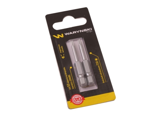 Końcówki wkrętakowe bity T10 50mm Waryński komplet w blistrze dwusztukowym-71952
