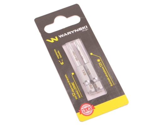 Końcówki wkrętakowe bity T25 50mm Waryński komplet w blistrze dwusztukowym-71992