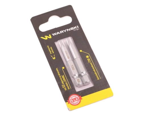 Końcówki wkrętakowe bity T30 50mm Waryński komplet w blistrze dwusztukowym-72098