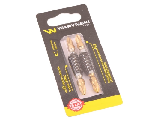 Końcówki wkrętakowe z absorberem sprężynowym PH2 65mm Waryński komplet w blistrze dwusztukowym-72085