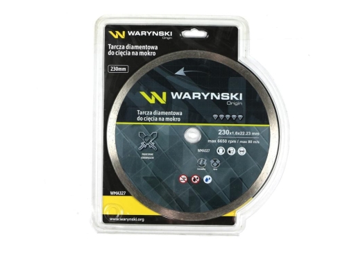 Tarcza diamentowa do cięcia na mokro pełna 230 x 22.23 mm Waryński-85481