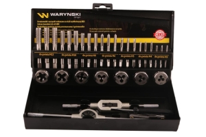Zestaw narzynek i gwintowników ze stali HSS M3-M12  32 el Waryński