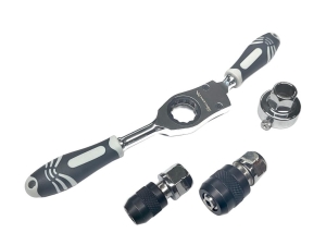 Zestaw grzechotka z oprawką do narzynek 25mm i uchwytami do gwintowników M3-M12 ze stali CrMo Waryński